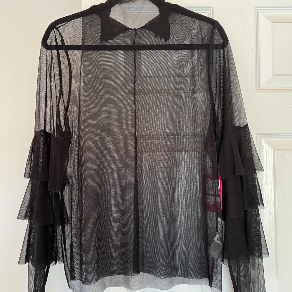 NWT Vince Camuto Black Sheet Top with Tiered Sleeve, Size XL
